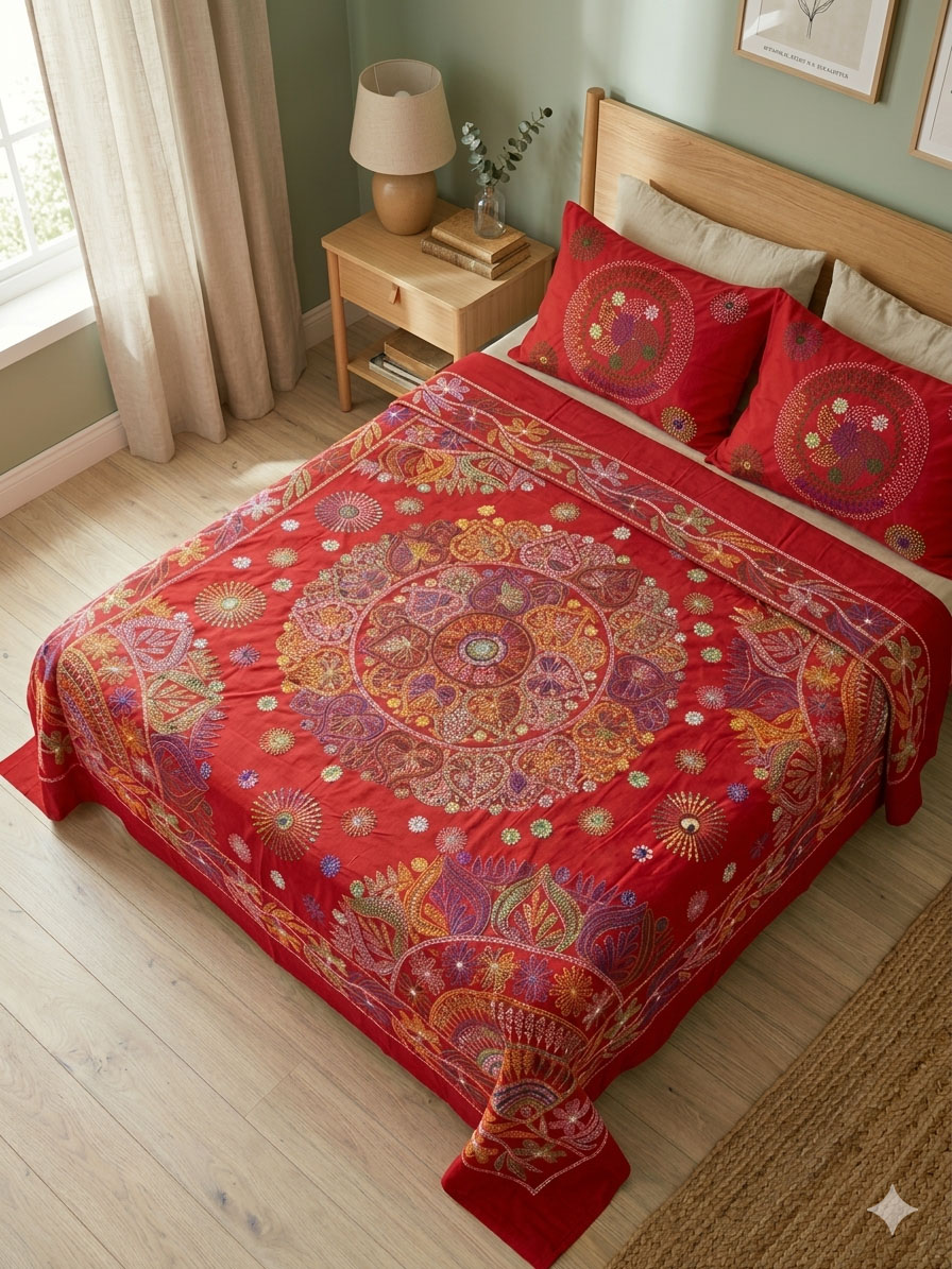 Nakshi Kantha Bed Sheet