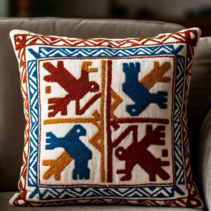 Folk Bird Nakshi Kantha Pillow