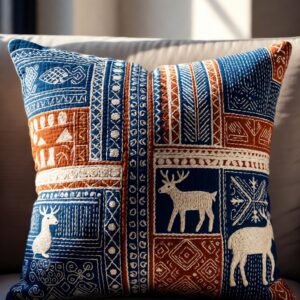 Rustic Motif Kantha Pillow