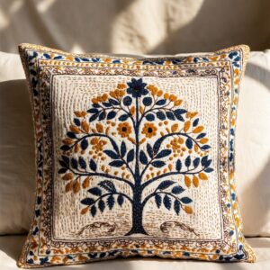 Tree of Life Nakshi Kantha Pillow